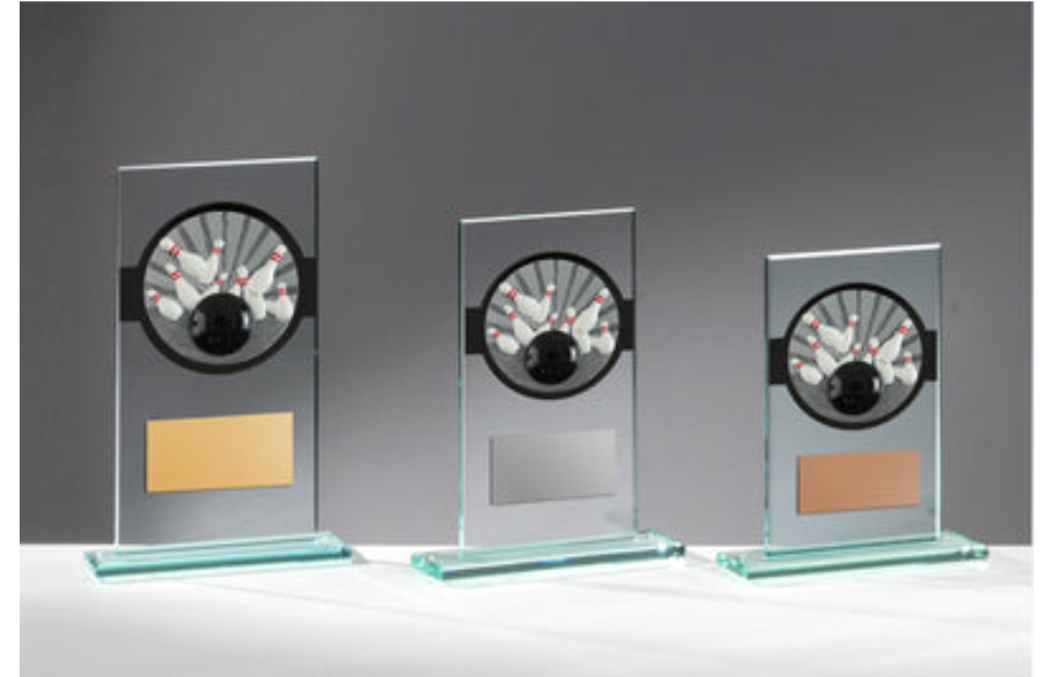 Glas Pokal Bowling FG006 - Transparent Schwarz / 19 cm