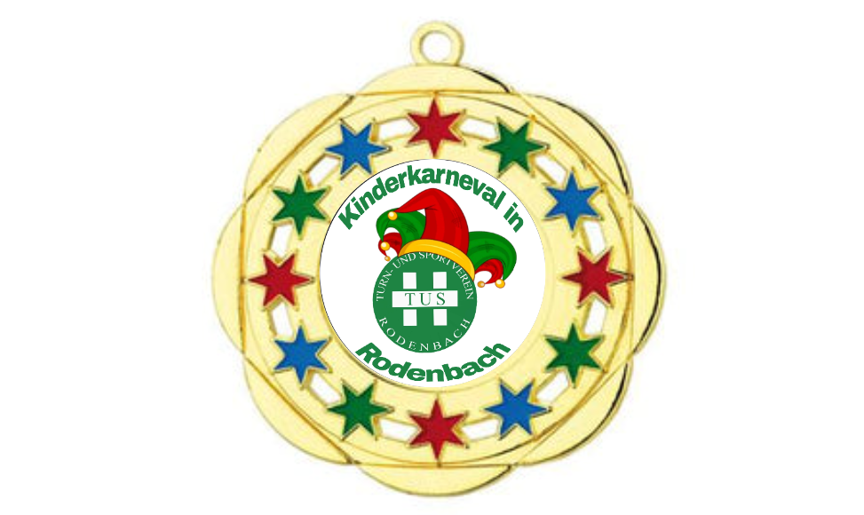 Karnevals Medaille D45A Ø 50mm - Gold / Farbig / 50 mm