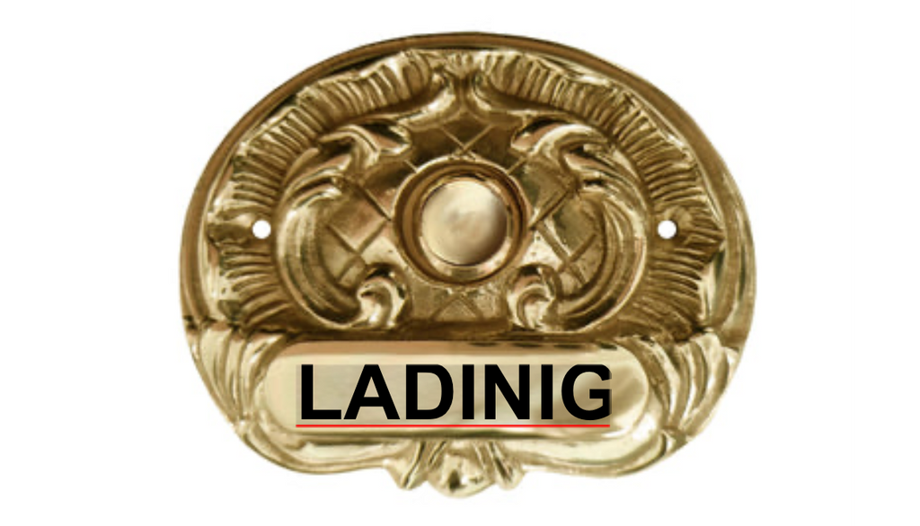 Klingelschild antik Messing poliert - Gold / 95x75mm