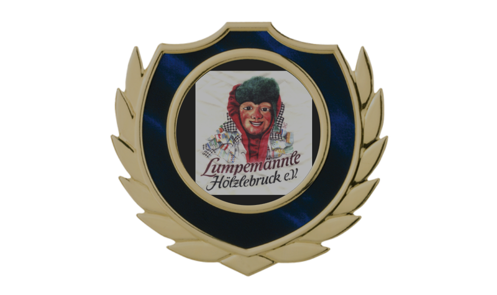 Holztafel Wappen H7 Schild & Emblem - Blau / Braun / Gold / 130x160 mm