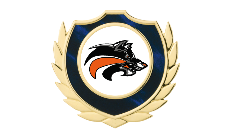 Holztafel Wappen H7 Schild & Emblem - Blau / Braun / Gold / 180x225 mm