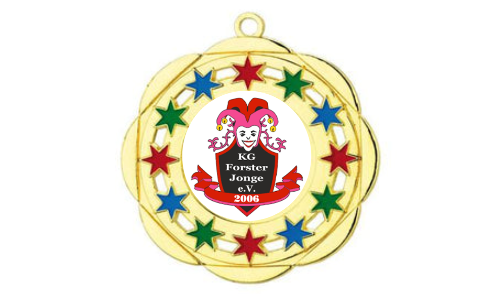 Karnevals Medaille D45A Ø 50mm - Gold / Farbig / 50 mm