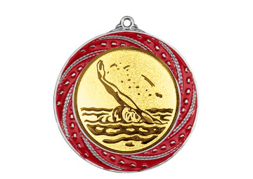 Medaille 9316 Ø 70 mm - 70 mm / Silber/Rot