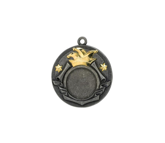 Karneval Medaille D52 Ø 50mm - Silber - Mütze gold / 50 mm