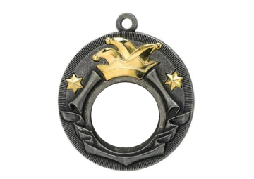 Karneval Medaille D52 Ø 50mm - Silber - Mütze gold / 50 mm