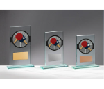 Glas Pokal Tischtennis FG015 - Transparent Schwarz / 19 cm