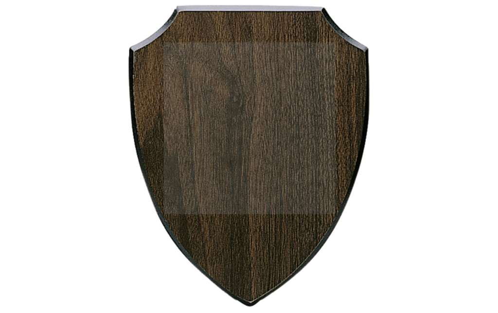 Holztafel Wappen H7 - Farbdruck - Braun / 150x185 mm