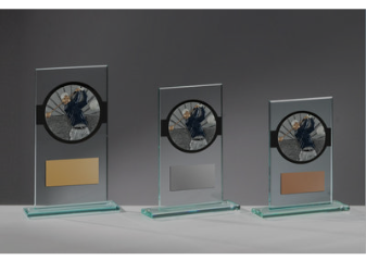 Glas Pokal Golf FG022 - 17 cm / Transparent Schwarz