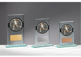 Glas Pokal Laufen Männer FG030 - Transparent Schwarz / 19 cm