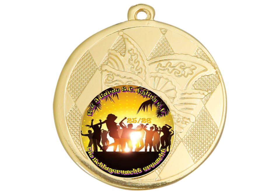 Karnevals Medaille D121 - 50 mm / Gold