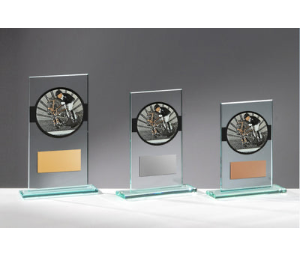 Glas Pokal Springreiten FG069 - Transparent Schwarz / 15 cm