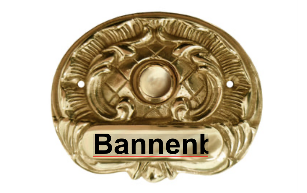 Klingelschild antik Messing poliert - Gold / 95x75mm