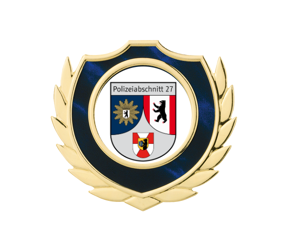 Holztafel Wappen H7 Schild & Emblem - Blau / Braun / Gold / 130x160 mm