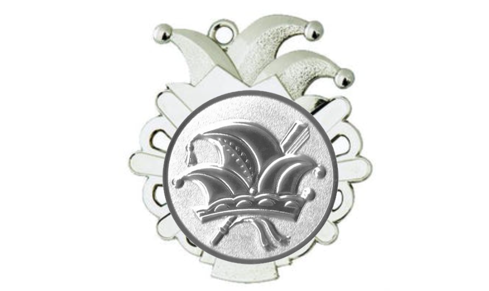 Karnevals Medaille D54-S - Silber / 50x56x2mm