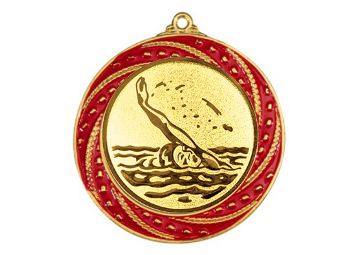 Medaille 9316 Ø 70 mm - 70 mm / Gold/Rot