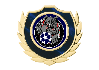 Holztafel Wappen H7 Schild & Emblem - Blau / Braun / Gold / 130x160 mm