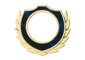 Holztafel Wappen H7 Schild & Emblem - Blau / Braun / Gold / 130x160 mm