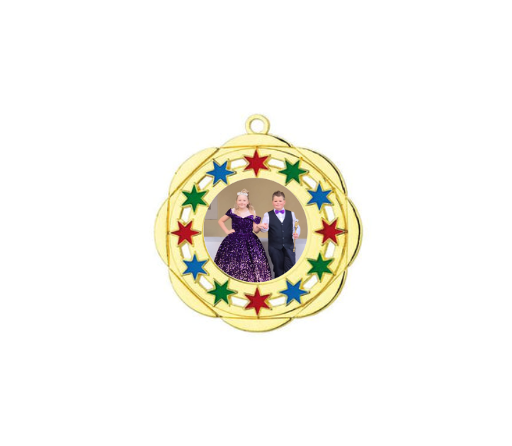 Karnevals Medaille D45A Ø 50mm - Gold / Farbig / 50 mm