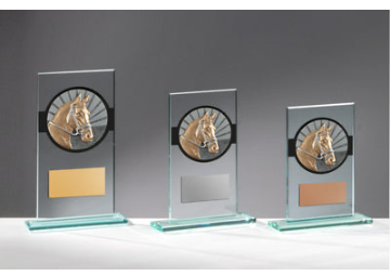 Glas Pokal Pferdekopf FG009 - Transparent Schwarz / 19 cm