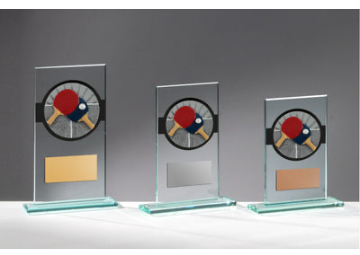 Glas Pokal Tischtennis FG015 - Transparent Schwarz / 19 cm