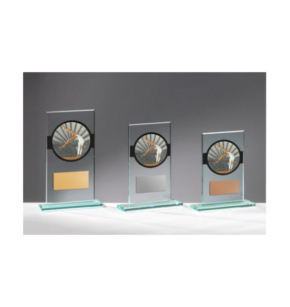 Glas Pokal Turnen Frauen FG050 - Transparent Schwarz / 15 cm