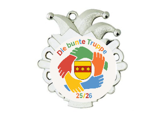 Karnevals Medaille D54-S - Silber / 50x56x2mm