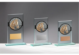 Glas Pokal Pferdekopf FG009 - Transparent Schwarz / 15 cm