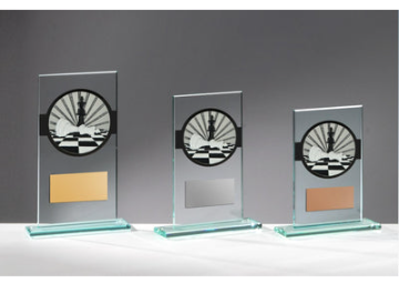 Glas Pokal Schach FG072 - Transparent Schwarz / 19 cm