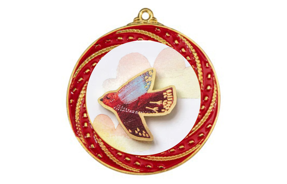 Medaille 9316 Ø 70 mm - 70 mm / Gold/Rot