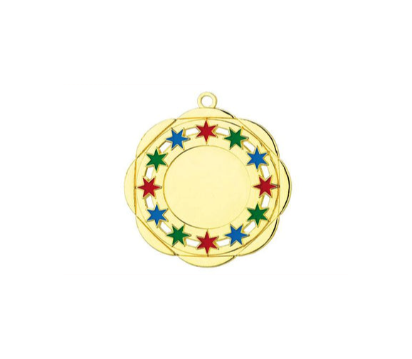 Karnevals Medaille D45A Ø 50mm - Gold / Farbig / 50 mm
