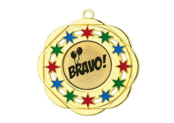 Karnevals Medaille D45A Ø 50mm - Gold / Farbig / 50 mm