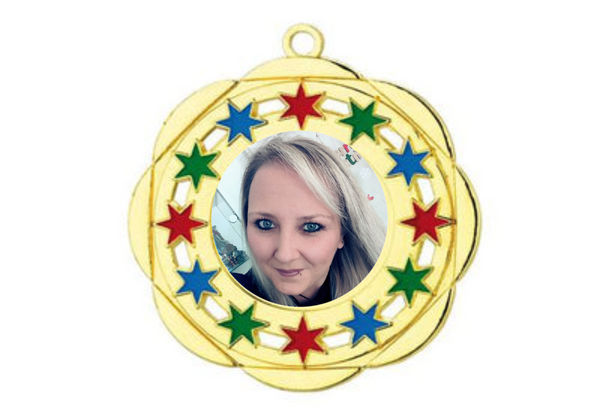 Karnevals Medaille D45A Ø 50mm - Gold / Farbig / 50 mm