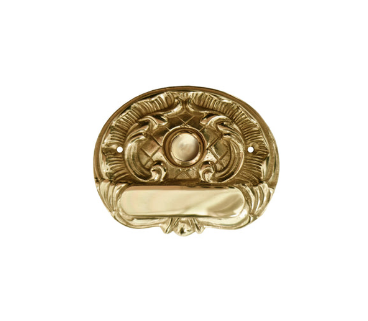 Klingelschild antik Messing poliert - Gold / 95x75mm