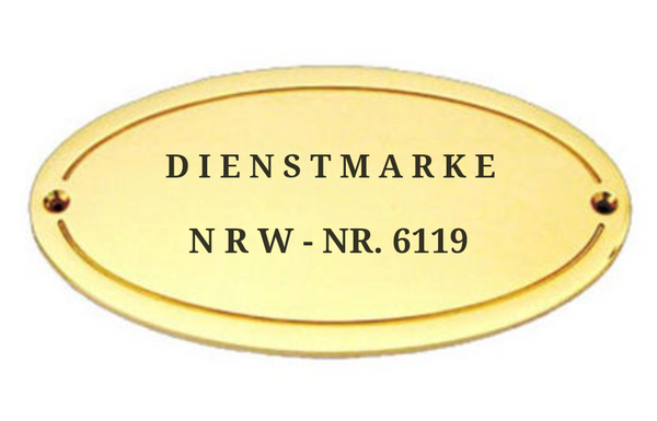 Messing oval mit Randgravur / M1 / M10 - Gold / 80x40 x4 mm / M1 poliert + lackiert