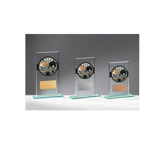 Glas Pokal Eishockey FG054 - 17 cm / Transparent Schwarz