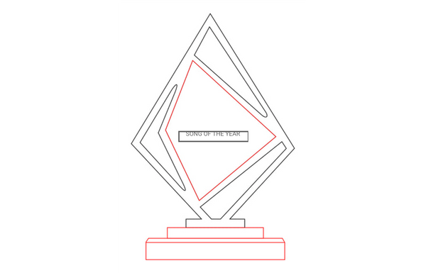 Golden Kite Award 79015 - Laser-Gravur / Gold / Klar / 23 cm