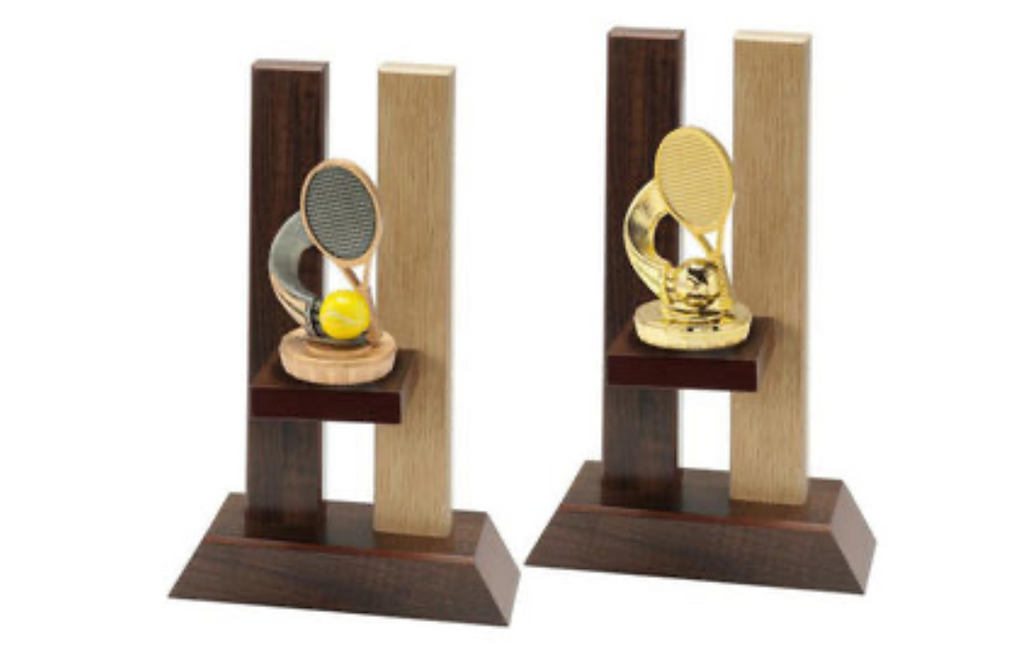 Holz Trophäe Tennis FX008/P008 - Auswahl Grau / 23 cm