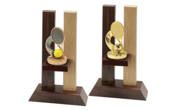 Holz Trophäe Tennis FX008/P008 - Auswahl Grau / 23 cm
