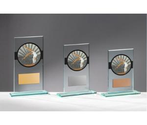 Glas Pokal Turnen Frauen FG050 - Transparent Schwarz / 15 cm