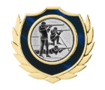 Holztafel Wappen H7 Schild & Emblem - Blau / Braun / Gold / 200x255 mm