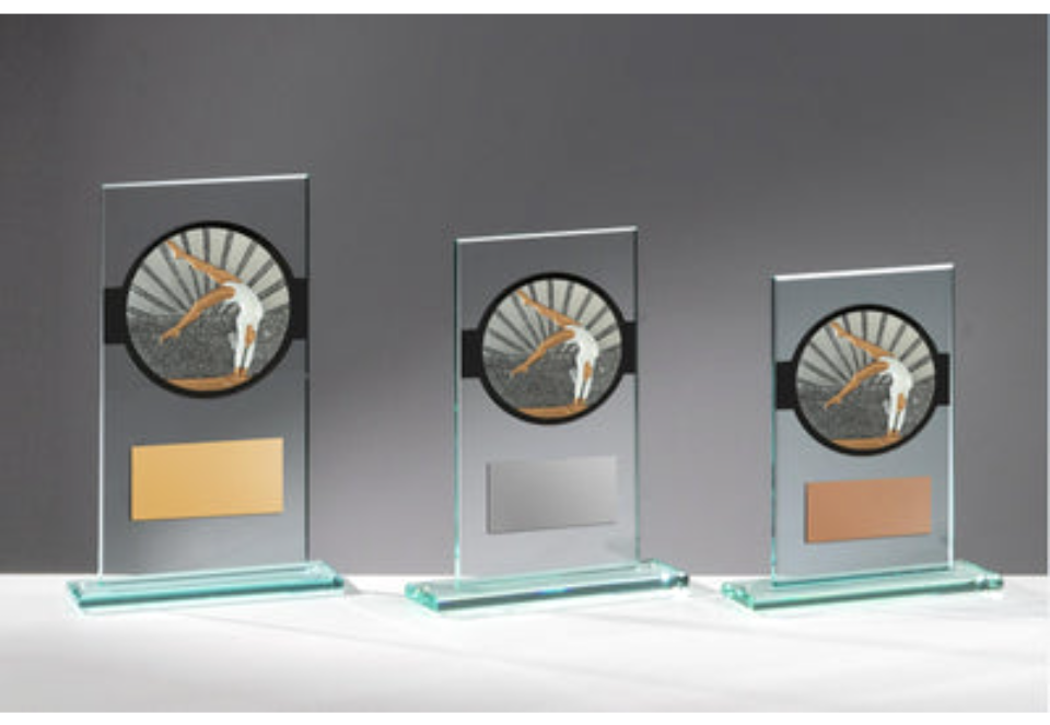 Glas Pokal Turnen Frauen FG050 - Transparent Schwarz / 15 cm