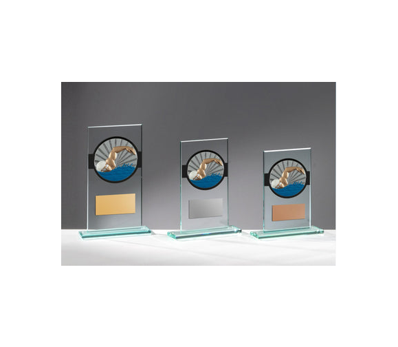 Glas Pokal Schwimmen FG008 - 17 cm / Transparent Schwarz