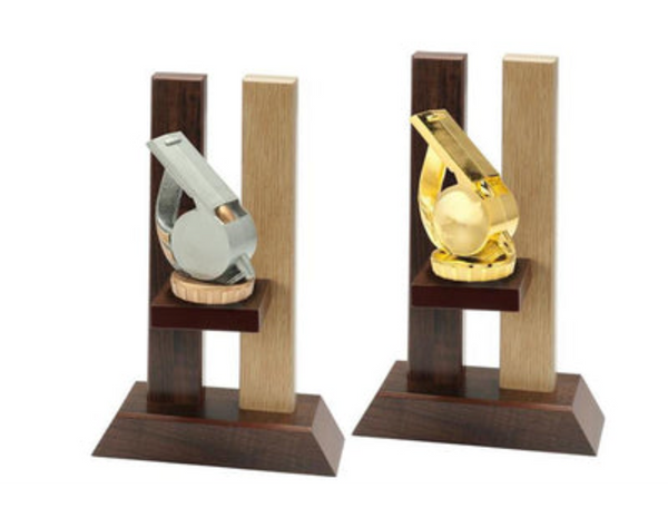 Holz Trophäe Schiedsrichter FX014/ P014 - Gold 23 cm / Braun