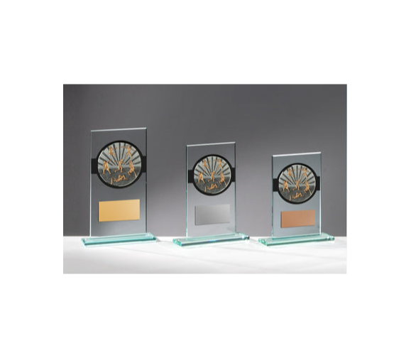 Glas Pokal Leichtathletik FG055 - Transparent Schwarz / 15 cm