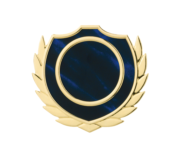 Holztafel Wappen H7 Schild & Emblem - Blau / Braun / Gold / 130x160 mm