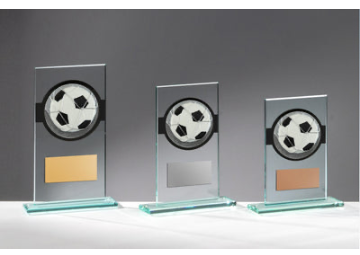 Glas Pokal Fußball FG003 - 15 cm / Transparent Schwarz