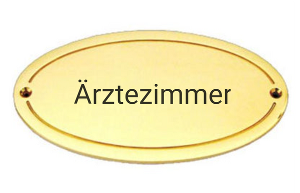 Messing oval mit Randgravur / M1 / M10 - Gold / 105x53 x4 mm / M1 poliert + lackiert