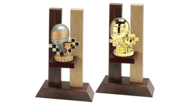 Holz Trophäe Helm FX026/P026 - Auswahl Grau / 23 cm