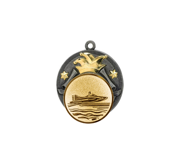 Karneval Medaille D52 Ø 50mm - Silber - Mütze gold / 50 mm