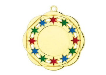 Karnevals Medaille D45A Ø 50mm - Gold / Farbig / 50 mm